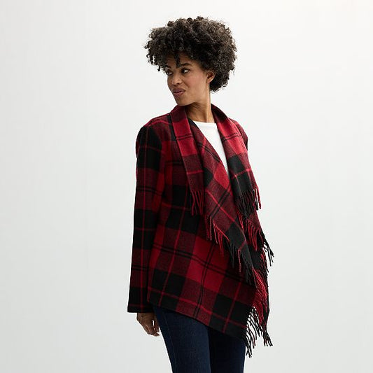  Women's Croft & Barrow® Plaid Shawl Jacket