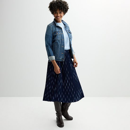 Women's Croft & Barrow® Pleated A-Line Midi Skirt