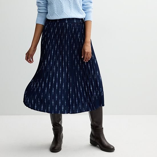  Women's Croft & Barrow® Pleated A-Line Midi Skirt