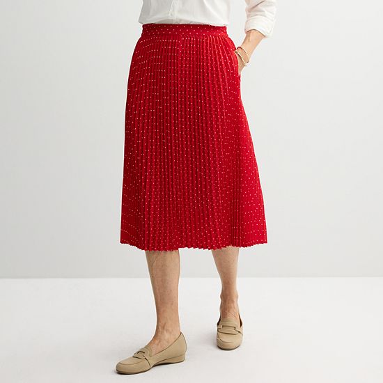  Women's Croft & Barrow® Pleated A-Line Midi Skirt
