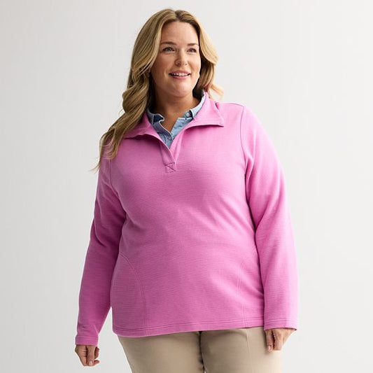  Plus Size Croft & Barrow® Open Collar Pullover