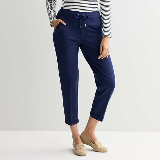  Petite Croft & Barrow® Ponte Drawstring Pull-On Pants