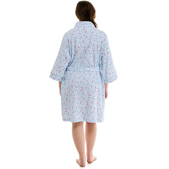  Plus Size Croft & Barrow® Three-Quarter Sleeve Waffle Knit Robe