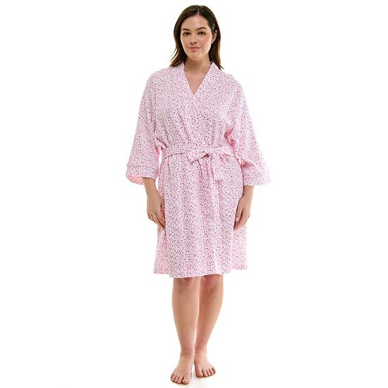  Plus Size Croft & Barrow® Three-Quarter Sleeve Waffle Knit Robe