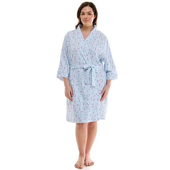 Plus Size Croft & Barrow® Three-Quarter Sleeve Waffle Knit Robe