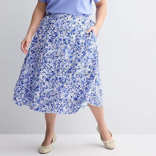  Plus Size Croft & Barrow® Button Front Midi Skirt