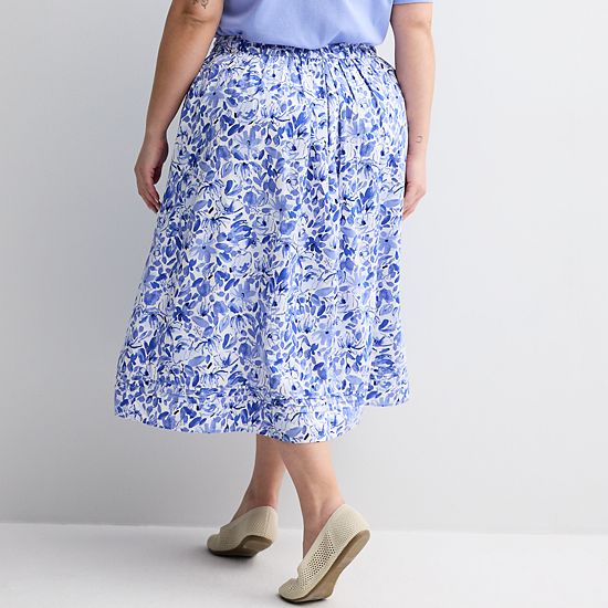  Plus Size Croft & Barrow® Button Front Midi Skirt