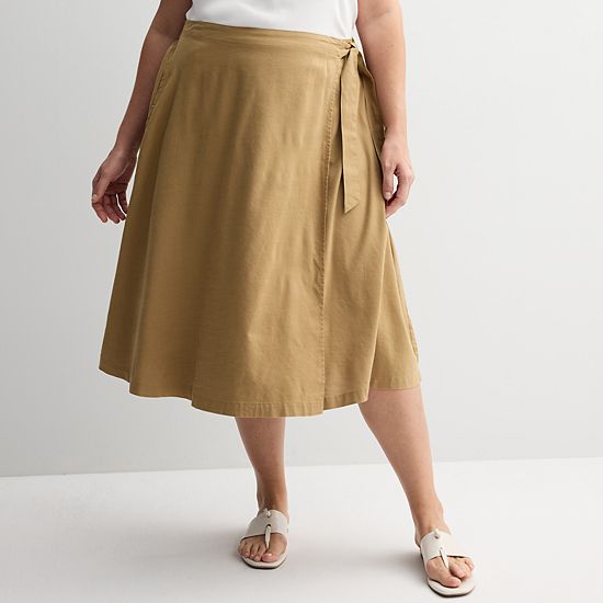  Plus Size Croft & Barrow® Tie Front Faux Wrap Skirt