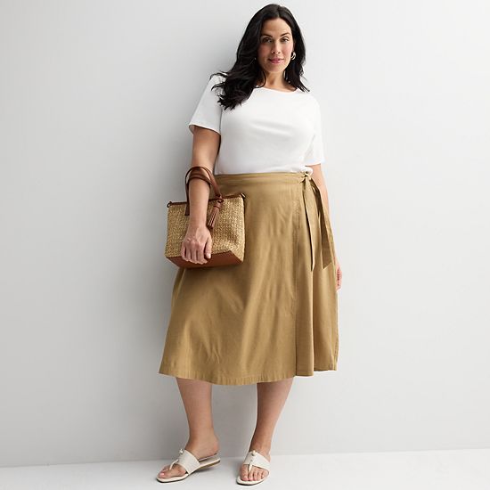  Plus Size Croft & Barrow® Tie Front Faux Wrap Skirt