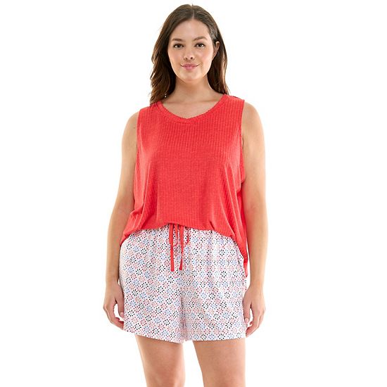  Plus Size Croft & Barrow® Lush Luxe Pajama Tank Top & Pajama Shorts Set