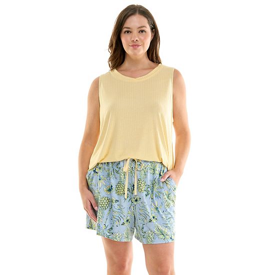  Plus Size Croft & Barrow® Lush Luxe Pajama Tank Top & Pajama Shorts Set