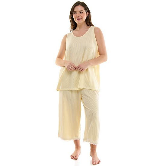  Plus Size Croft & Barrow® 2-Piece Sleeveless Pajama Top & Capri Pants Sleep Set