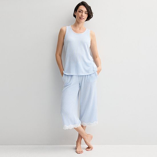  Women's Croft & Barrow® 2-Piece Sleeveless Pajama Top & Capri Pants Sleep Set