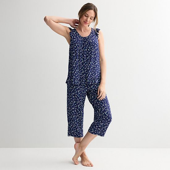  Women's Croft & Barrow® 2-Piece Sleeveless Tank Pajama Top & Capri Pants Sleep Set