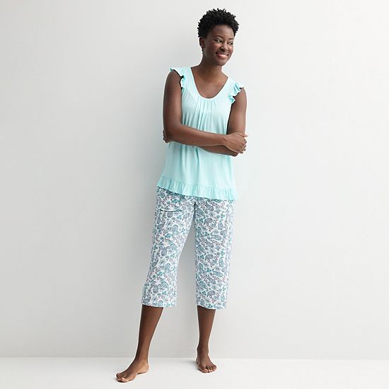  Women's Croft & Barrow® 2-Piece Sleeveless Tank Pajama Top & Capri Pants Sleep Set