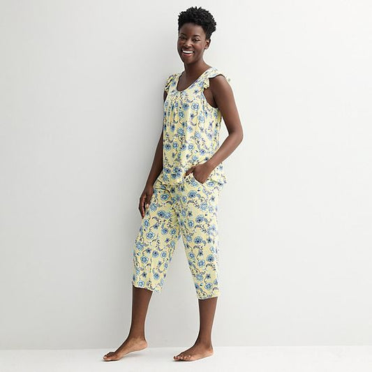  Women's Croft & Barrow® 2-Piece Sleeveless Tank Pajama Top & Capri Pants Sleep Set