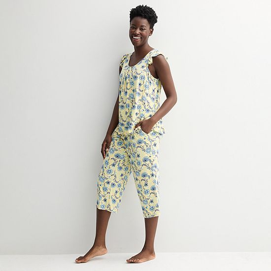  Women's Croft & Barrow® 2-Piece Sleeveless Tank Pajama Top & Capri Pants Sleep Set