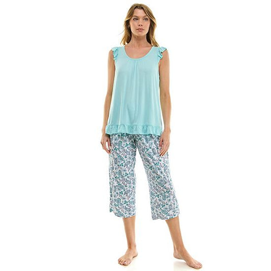  Petite Croft & Barrow® 2-Piece Sleeveless Tank Pajama Top & Capri Pants Sleep Set