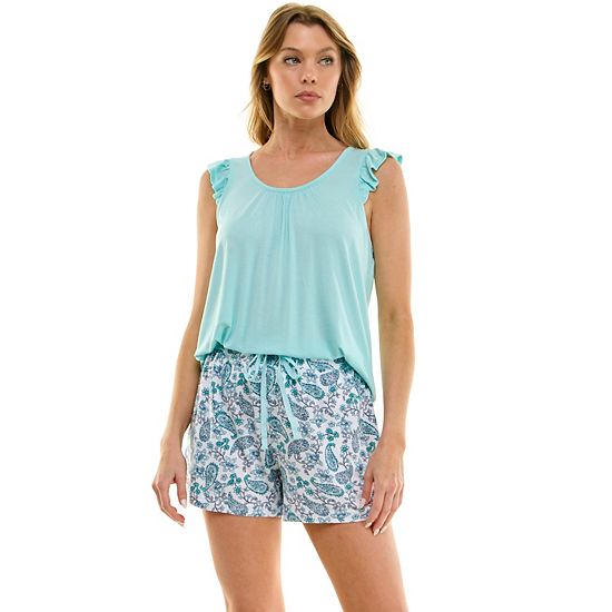  Petite Croft & Barrow® 2-Piece Sleeveless Tank Pajama Top & Pajama Shorts Sleep Set