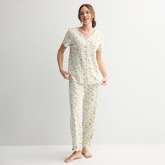  Women's Croft & Barrow® Textured Knit Pajama Top & Pajama Bottoms Set
