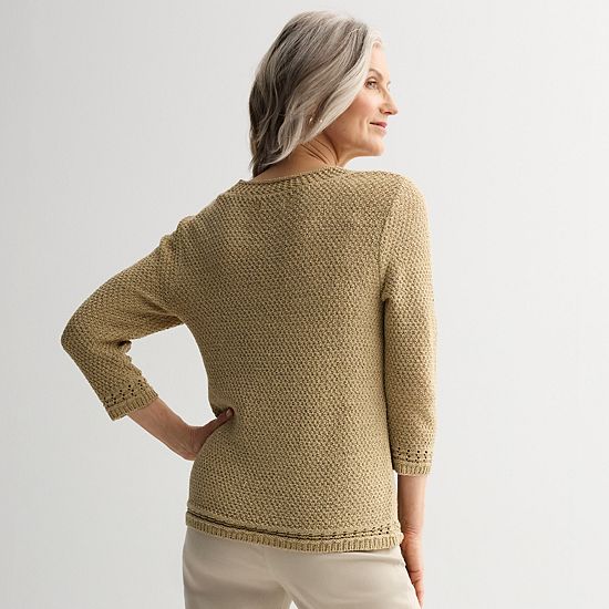  Women's Croft & Barrow® Textured Tape Yarn Pullover Sweater
