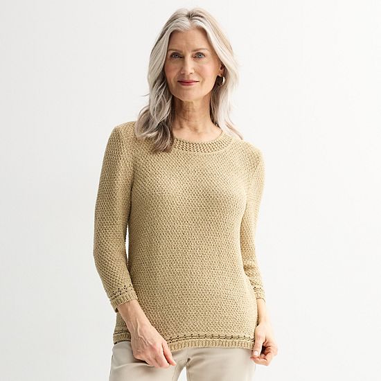  Women's Croft & Barrow® Textured Tape Yarn Pullover Sweater