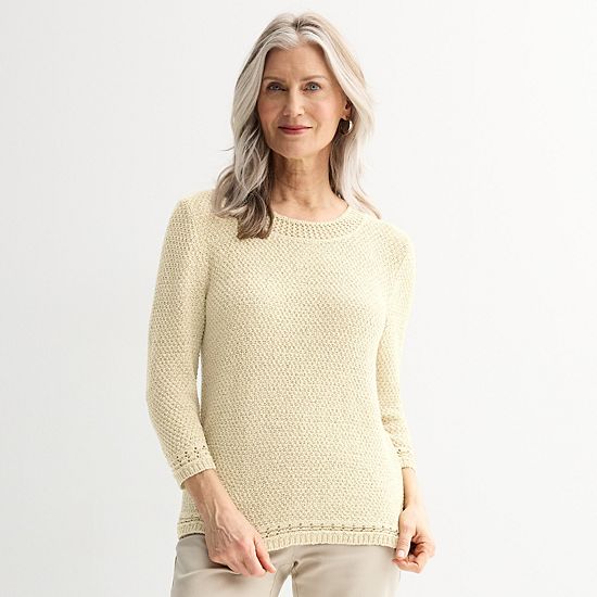  Women's Croft & Barrow® Textured Tape Yarn Pullover Sweater