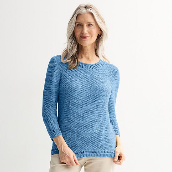  Women's Croft & Barrow® Textured Tape Yarn Pullover Sweater