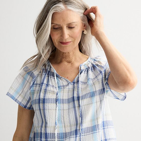 Women's Croft & Barrow® Raglan Splitneck Blouse