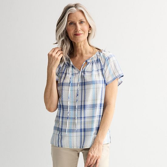  Women's Croft & Barrow® Raglan Splitneck Blouse