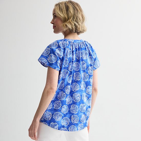  Women's Croft & Barrow® Raglan Sleeve Button Front Blouse