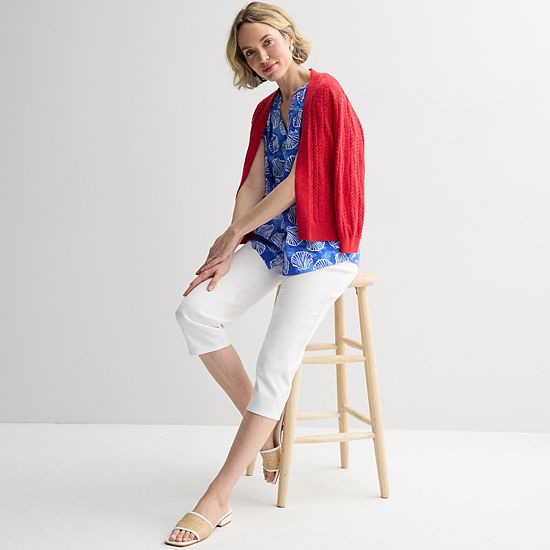  Women's Croft & Barrow® Raglan Sleeve Button Front Blouse