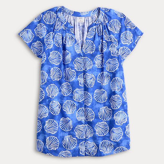  Women's Croft & Barrow® Raglan Sleeve Button Front Blouse