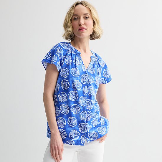  Women's Croft & Barrow® Raglan Sleeve Button Front Blouse