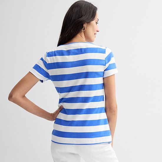  Women's Croft & Barrow® Button Shoulder Tee