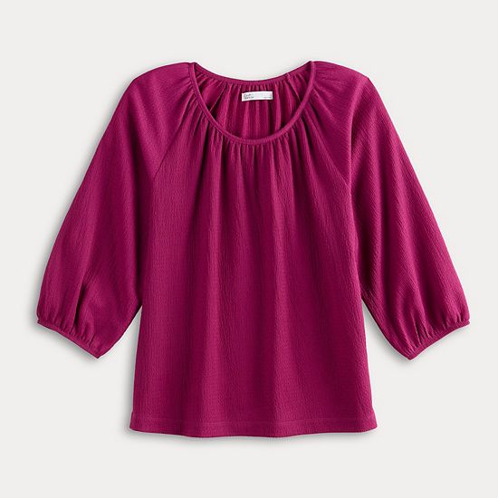  Women's Croft & Barrow® Shirred Neckline Textured Top