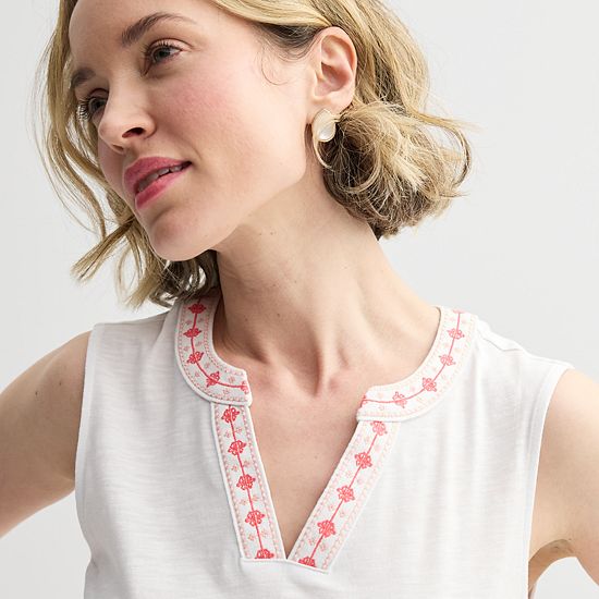  Women's Croft & Barrow® Embroidered Edge Tank Top