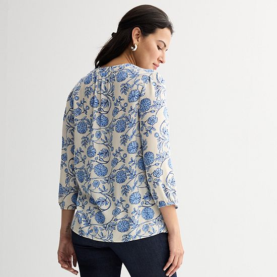  Petite Croft & Barrow® Front Yoke Popover Blouse