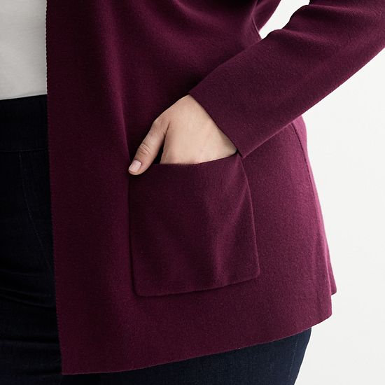  Plus Size Croft & Barrow® Polished Open Front Cardigan