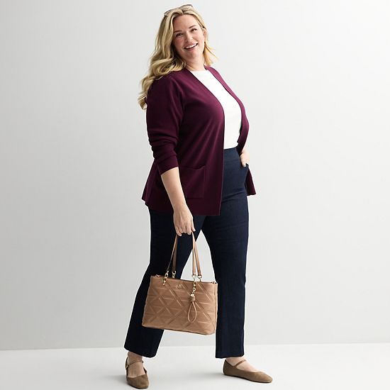  Plus Size Croft & Barrow® Polished Open Front Cardigan
