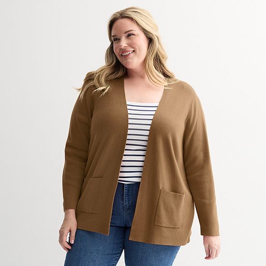  Plus Size Croft & Barrow® Polished Open Front Cardigan