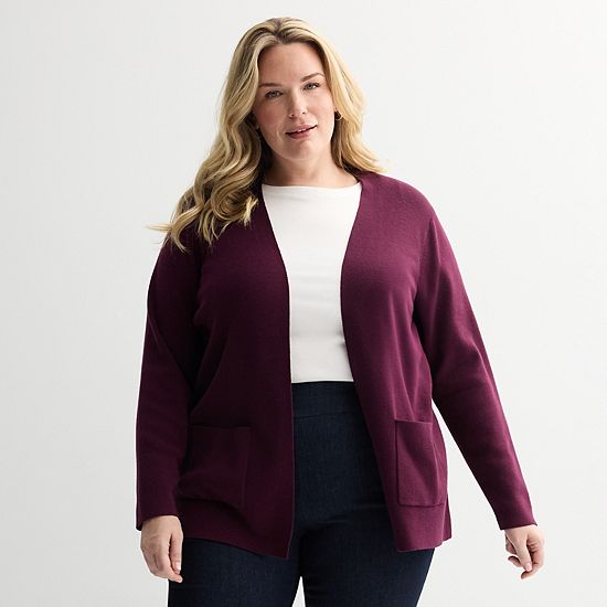  Plus Size Croft & Barrow® Polished Open Front Cardigan