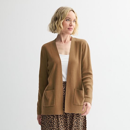  Petite Croft & Barrow® Polished Open Front Cardigan