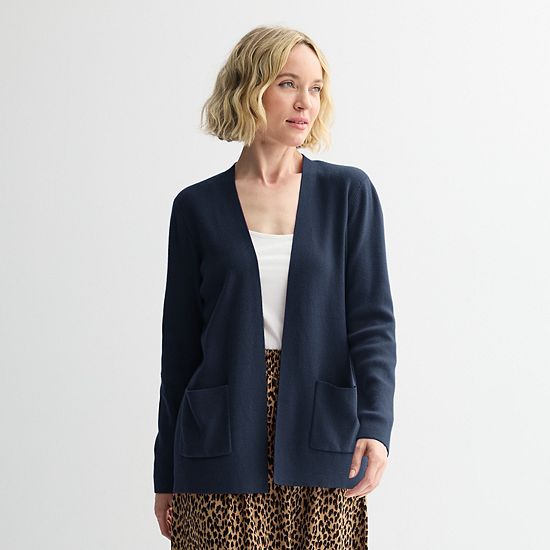  Petite Croft & Barrow® Polished Open Front Cardigan