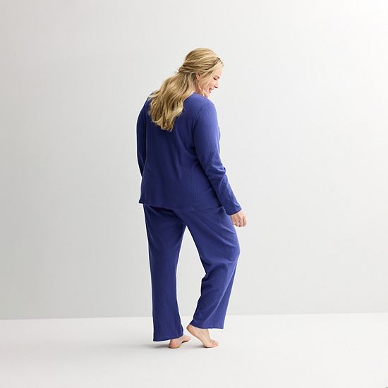  Plus Size Croft & Barrow® Textured Knit Pajama Top & Pajama Bottoms Set