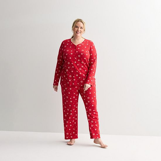  Plus Size Croft & Barrow® Textured Knit Pajama Top & Pajama Bottoms Set