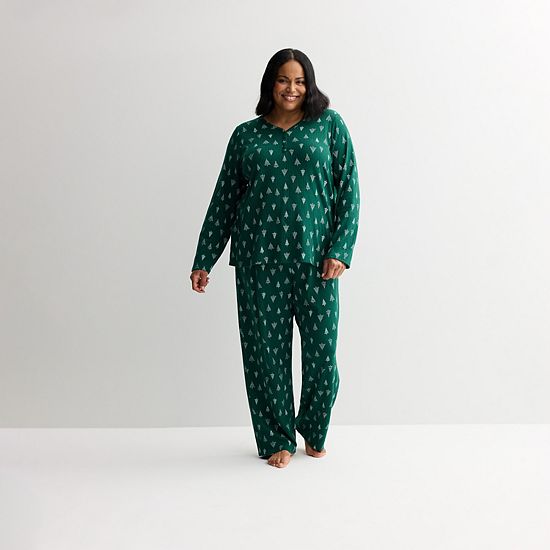  Plus Size Croft & Barrow® Textured Knit Pajama Top & Pajama Bottoms Set