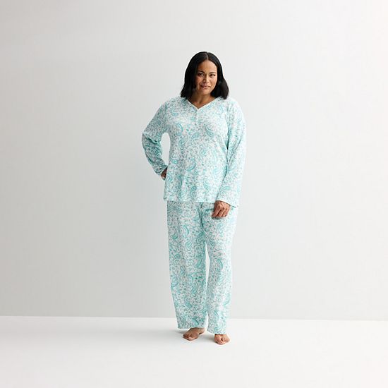  Plus Size Croft & Barrow® Textured Knit Pajama Top & Pajama Bottoms Set