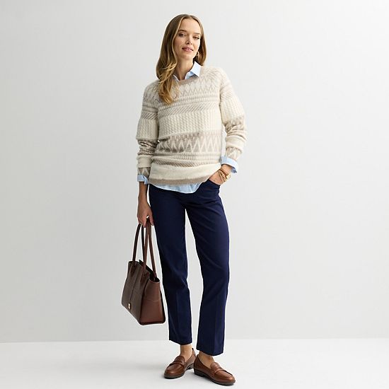  Women's Croft & Barrow® Cozy Fair Isle Cable Sweater