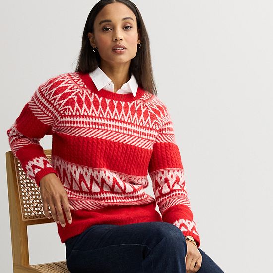  Women's Croft & Barrow® Cozy Fair Isle Cable Sweater